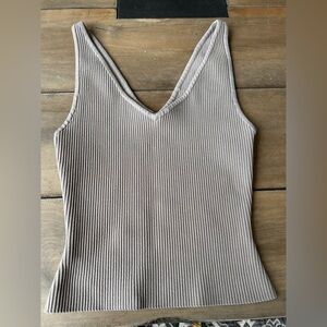 Aritzia Babaton Ribbed Beige Tank Top as medium m